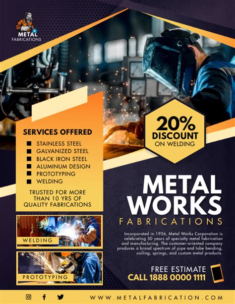 metal fabrication flyer template|metal fabrication works services flyer Template.